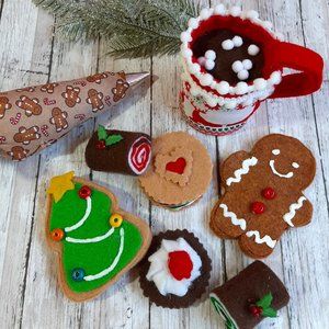 PRETEND FELT Christmas Cookies and Cocoa  Set!